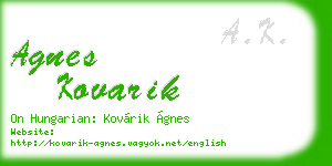 agnes kovarik business card